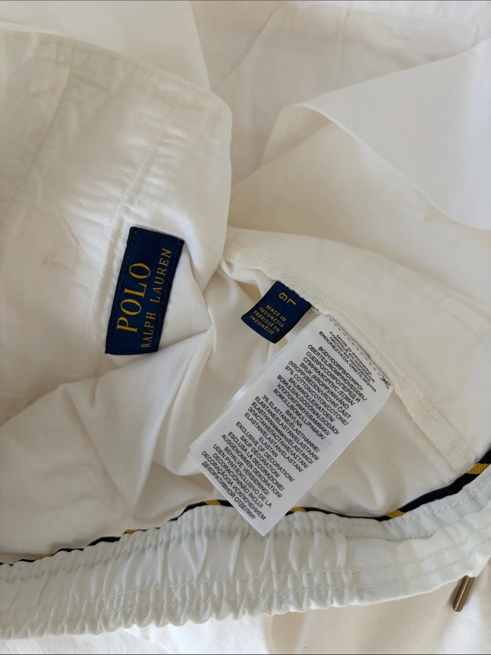 Polo by Ralph Lauren Men’s White Drawstring Cotton Chinos - Picture 2 of 3